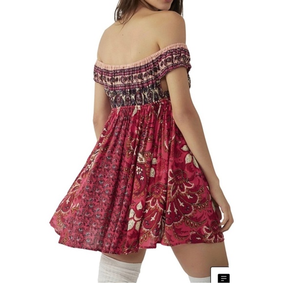 Free People Tunic Top or Slip Dress Bali Mariposa Red Boho Slip On   Size M - Picture 3 of 6